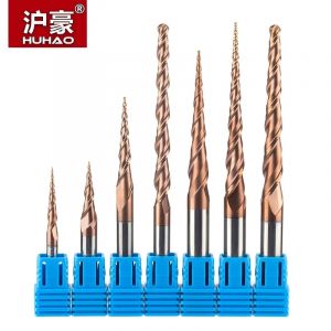HUHAO carbure boule nez routeur Bit CNC fraises coniques 2 cannelures HRC55 fraises fraise bois