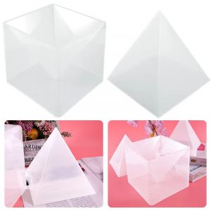 Grand moule pyramide en Silicone de 15Cm, avec cadre fixe, pour bricolage, cristal Uv époxy, outils