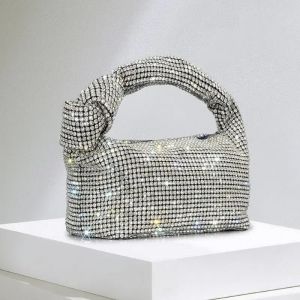 Poignée strass noeud sacs de soirée argent cristal poignée supérieure sac pour femmes sacs à main et