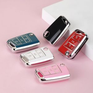 Étui pour clé de voiture en TPU, à la mode, pour VW Golf 7 MK7, 3 boutons, télécommande pliable,