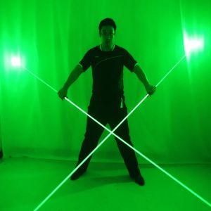 Mini épée Laser vert rouge bleu Double Direction pour spectacle Laser Man 532nm 200mW Laser à