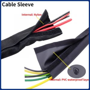 Organisateur de manchon de câble 10mm - 100mm PET avec ruban PVC, imperméable et réutilisable,