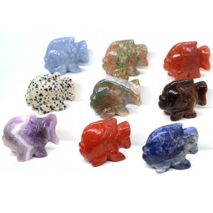 Statue de poisson en pierre naturelle cr&eacute;ative, sculpture d'animaux en cristal de gu&eacute;rison,