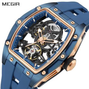 MEGIR marque de luxe montre de Sport pour hommes montres mécaniques en Silicone creux mouvement