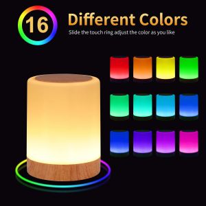 16 couleurs Smart Touch lampe de Table de chevet RGB USB Rechargeable veilleuse lampe de bureau