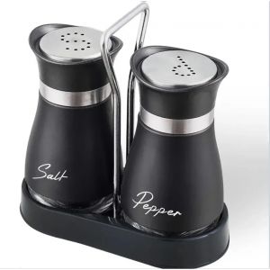 Bouteille d'&eacute;pices en verre de cuisine, sali&egrave;re et poivri&egrave;re rechargeables r&eacute;glables, ensemble de 2