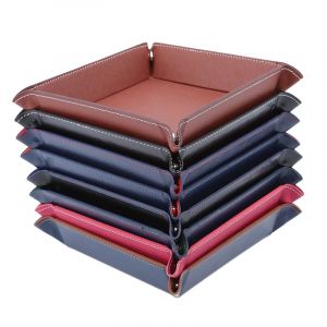 Plateau de rangement carré en cuir PU, 1 pièce, plateau à dés pliant, jeux de Table, porte-clés,