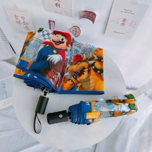Parapluie manuel automatique Super Mario Bros Anime, Transparent, Pliant, Portable, Vent, Degré,