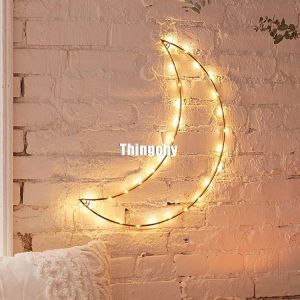 30 cm m&eacute;tal lune coeur f&eacute;e lumi&egrave;res cerceau led guirlande &eacute;toile applique murale batterie cha&icirc;ne