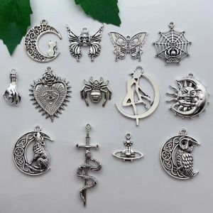 10 pièces antique argent plaqué araignée loup papillon pendentif fait à la main bijoux à bricoler