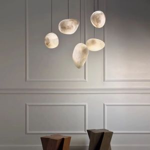 Lustre en marbre design, lampe de salon, décor de chambre à coucher, lustre en pierre d'albâtre,