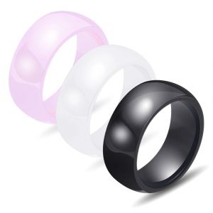 Bague en céramique lisse rose/blanc/noir pour femmes, bagues de fiançailles de mariage au Design