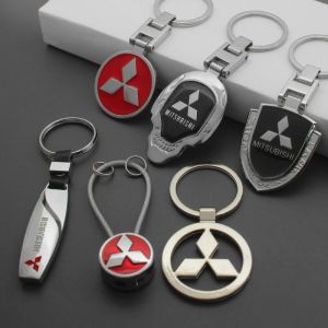 Porte-clés emblème de style de voiture en métal/cuir 3D, pour Mitsubishi Outlander Lancer 9 10