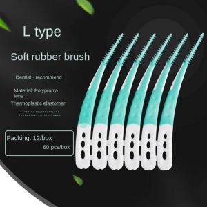 12/60PCS Fawnmum IL-Shape Interdental Brush Wire Orthodontic Interdental Brush Orthodontic