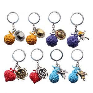 Porte-clés Fruit du diable, une pièce, chapeau de paille, Luffy Ace, pendentif de fruits en
