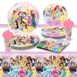 Décorations d'anniversaire thème princesse, nouveau Style, vaisselle jetable pour fête, serviettes