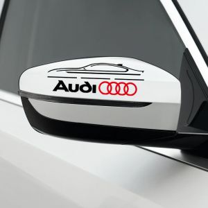 Autocollant d&eacute;coratif r&eacute;fl&eacute;chissant en vinyle pour r&eacute;troviseur de voiture, 2 pi&egrave;ces, pour Audi