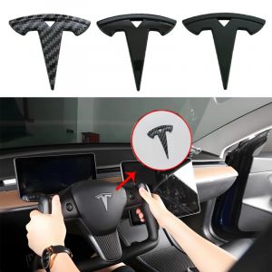 Autocollant embl&egrave;me central de volant de voiture ABS, 1 pi&egrave;ce, d&eacute;coration int&eacute;rieure pour Tesla