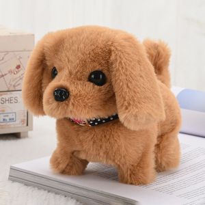 Chien robot &eacute;lectronique en peluche pour enfants, jouet de simulation, chiot au beurre, marche,