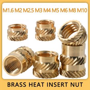 M1.6 M2 M3 M4 M5 M6 M8 M10 &eacute;crou d'insertion thermique en laiton molet&eacute; Inserts chauffants