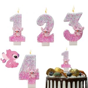 Bougie num&eacute;rique dessin anim&eacute; Disney Stitch, Kawaii, ange, bougies de f&ecirc;te &agrave; th&egrave;me pour enfants,