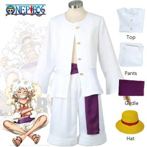 Costume de Cosplay une pièce Monkey D Luffy, chapeau de paille, tenues pour garçons, haut blanc,