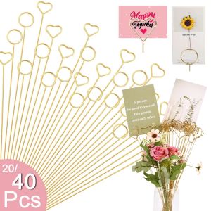 Porte-cartes à fleurs, 20/40 pièces, porte-cartes en fil métallique, porte-photos, Clip pour bâton