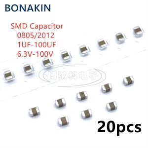 20PCS 0805 2012 Condensateur SMD 1UF 2.2UF 4.7UF 10UF 22UF 47UF 100UF 6V3 10V 16V 25V 35V 50V 63V