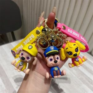 Paw Patrol porte-cl&eacute;s figurines d'anime mignonnes Chase Skye Marshall PVC Silicone poup&eacute;e porte-cl&eacute;s