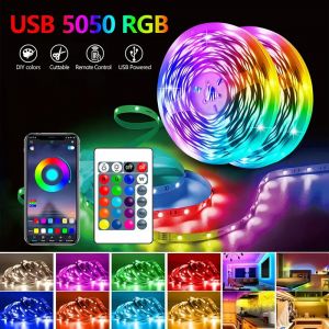 Bande lumineuse LED RGB 5050, contrôle par application Bluetooth, lumière changeante de couleur,