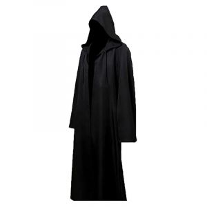 Chemise longue de sorcière d'halloween, Robe noire à capuche, cape, Costume de Cosplay, cape fantôme