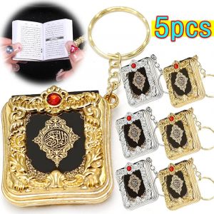 1/5 pièces Vintage portefeuille coran coran livre pendentif voiture porte-clés Mini arche Allah