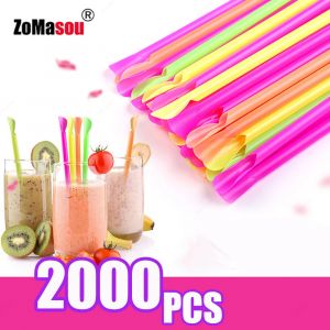 50-2000 pi&egrave;ces cuill&egrave;re en plastique pailles &agrave; boire couleur Milkshake Smoothie cuill&egrave;re paille pour