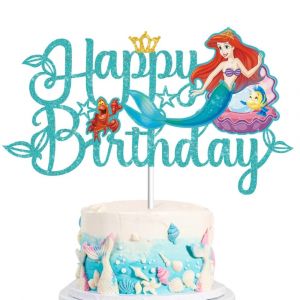 Décorations de gâteau Disney la petite sirène, drapeau de gâteau de princesse Ariel de dessin animé,