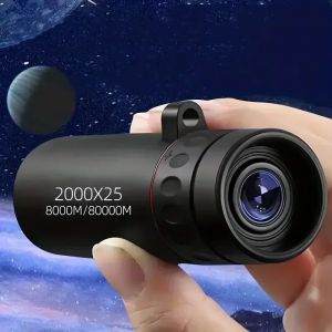 Mini télescope monoculaire HD extérieur 2000x25, télescope pour téléphone portable avec support,