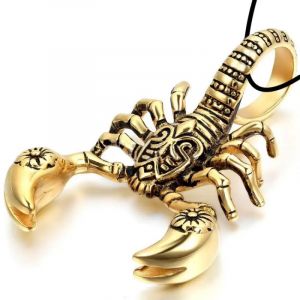 Collier pendentif animal Scorpion King pour homme, pendentif coulissant en métal, accessoires de