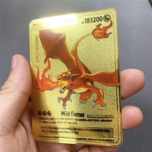 Cartes Pokemon Charizard Vmax 10000HP, carte anglaise en m&eacute;tal Arceus GX Vstar V Golden Limited,