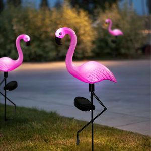 Lumi&egrave;res solaires de jardin en forme de flamant rose, 1 pi&egrave;ce/3 pi&egrave;ces, lumi&egrave;res d&eacute;coratives