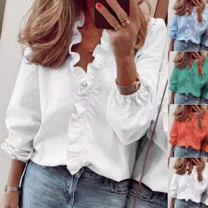 2023 printemps décontracté en mousseline de soie volants chemise bureau dame Blouses femmes à fleurs