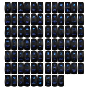 12V 20A bleu Led voiture bateau Laser interrupteur à bascule ON OFF, (ON) OFF, ON OFF ON, (ON) OFF