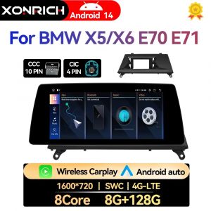 Autoradio Android 14, Navigation GPS, 2007 Go, Lecteur Vid&eacute;o Sans Fil, CCC/CIC, pour Voiture BMW X5,