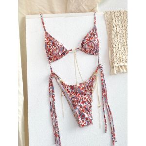 Sexy Triangle chaînes Bikini ensembles Micro tongs maillot de bain femmes maillot de bain Biquini