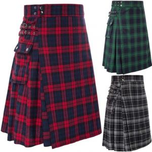 Jupe courte homme Traditionnel Highland Tartan Kilt Pratique Jupe Homme Vintage Kilt Ecosse Gothique