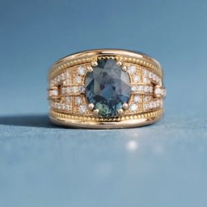 Bague rétro en topaze bleue incrustée pour femmes, nouvelle mode européenne et américaine