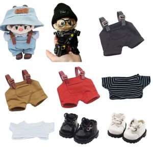 Mini vêtements de poupée 17cm, accessoires pour Labubu V1 V2, salopette rayée, chapeaux, lunettes,