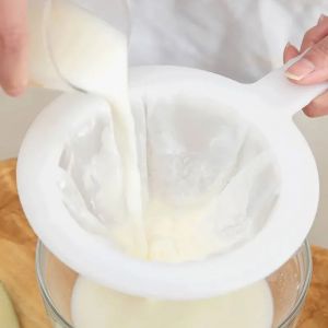Passoire à mailles Super fine en Nylon réutilisable, avec poignée, pour jus de miel, thé, lait de