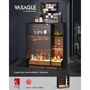 VASAGLE Meuble Bar à Vin avec Éclairage, Buffet avec LED, Rangement pour Vin, Meuble de Bar pour