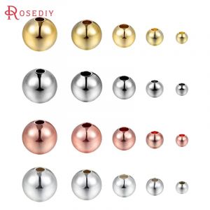 2MM-12MM 18K couleur or argent couleur plaqu&eacute; laiton boule ronde perles entretoise perles bijoux &agrave;
