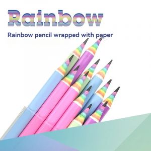 Crayon HB en papier arc-en-ciel pour enfants, 1 à 3 pièces/ensemble, Non toxique, pour écriture et