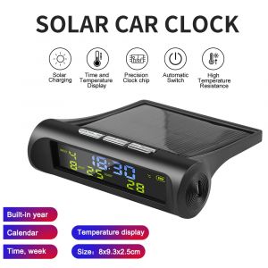 Date voiture USB Charge solaire horloge numérique intelligente calendrier temps température